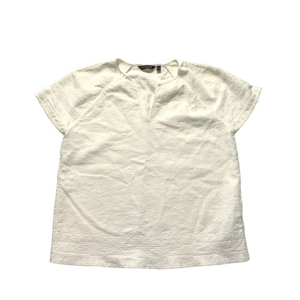 Massimo Dutti linen embellished cap sleeve blouse medium